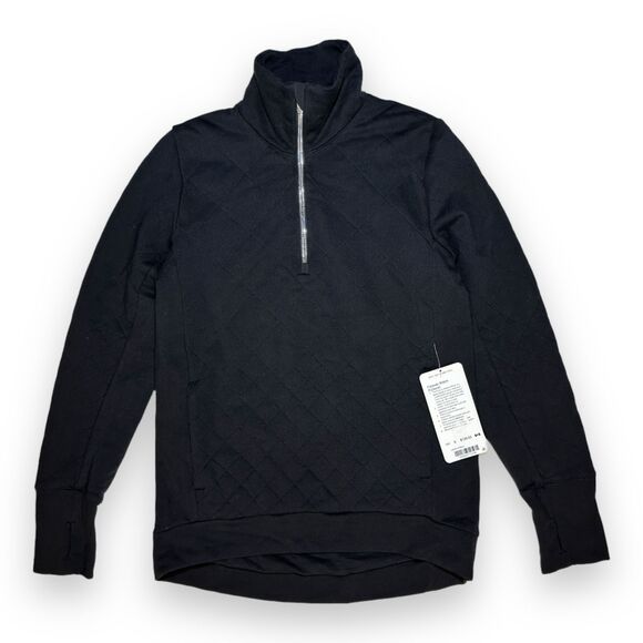 NWT Lululemon Forever Warm Quilted 1/4 Zip Pullover Sz 6 NOS 2017 BLK LW3AV2S - Picture 3 of 12